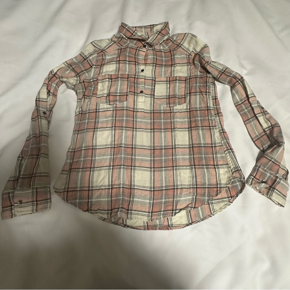 Hollister Pink and Black Plaid Shirt